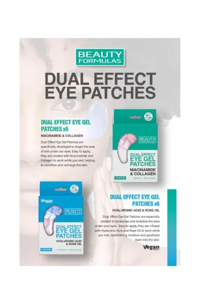 Beauty Formulas Niacinamide & Collagen Dual Effect Eye Gel Patches - 6 Pairs