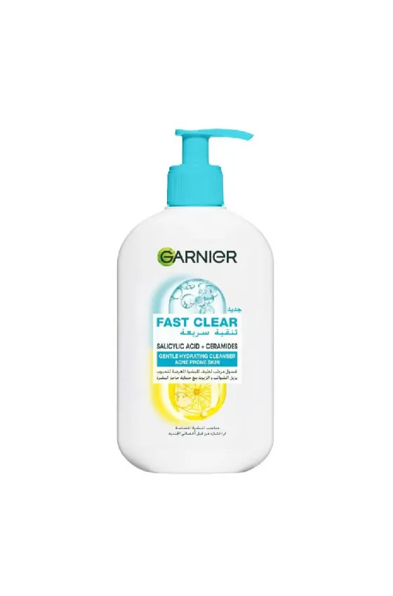 GARNIER Fast Clear Gentle Cleanser Face Wash for Acne Prone Skin 250ml
