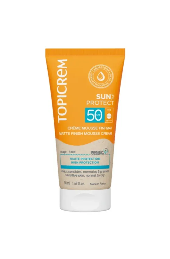 TOPICREM SUN PROTECT MATTE FINISH MOUSSE CREAM SPF50 50ML